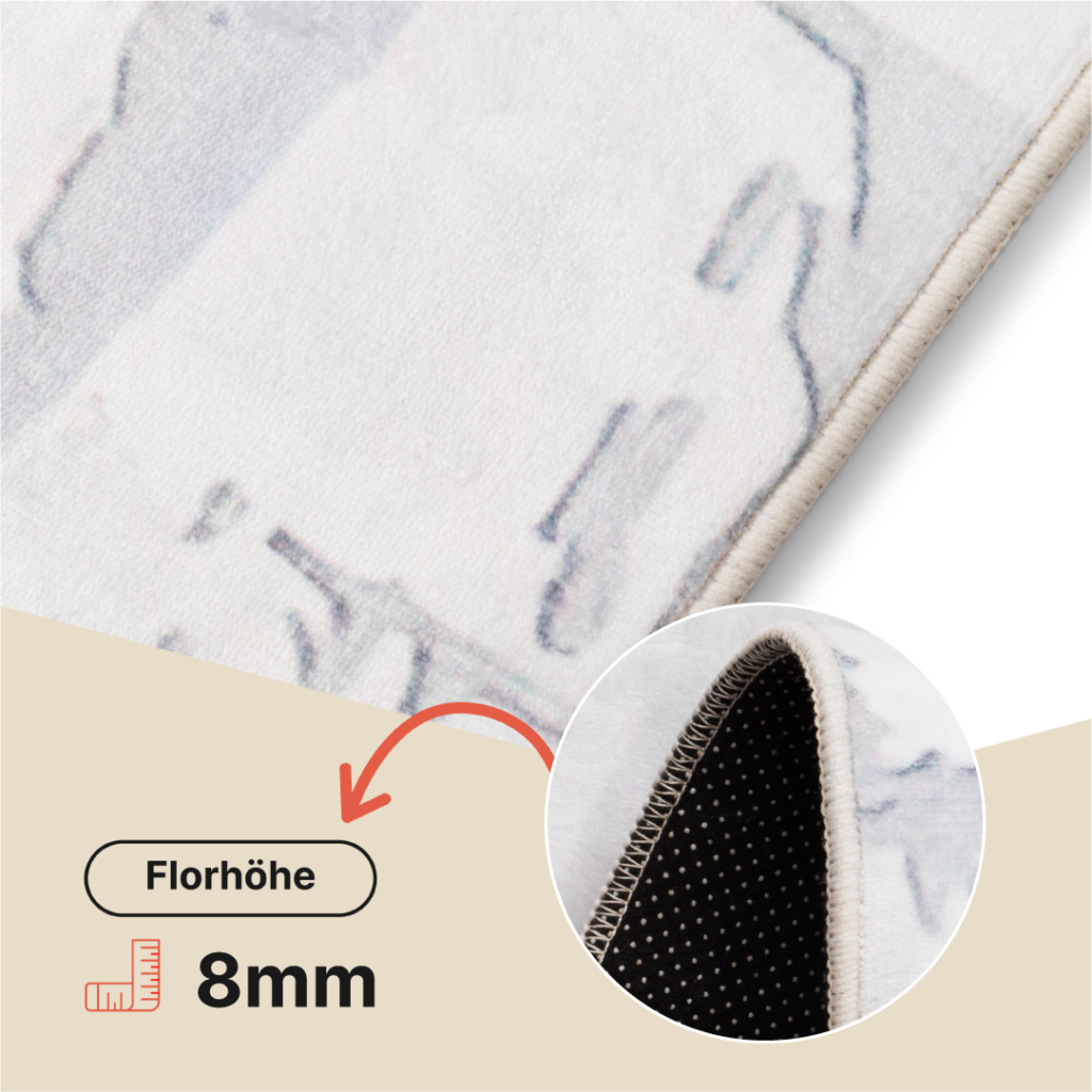 Teppich Ash Beige Creme Rutschfest