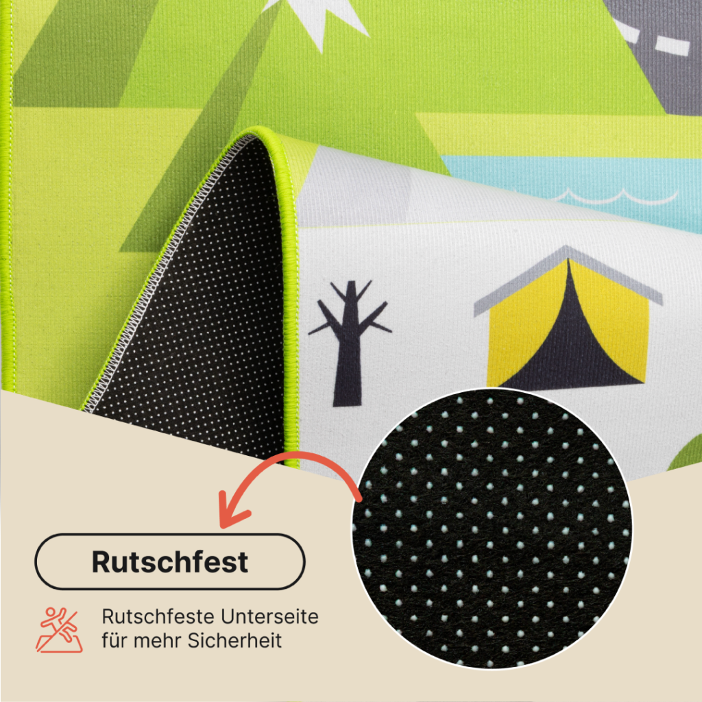 Kinderteppich Joy Grün Straße Rutschfest
