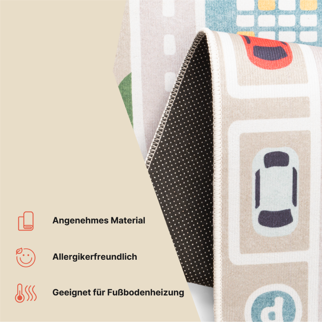 Kinderteppich Joy Beige Stadt Rutschfest