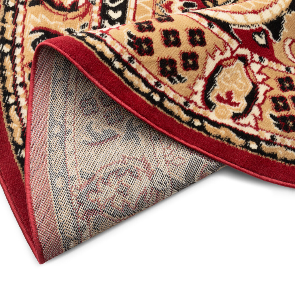 Teppich Atlas Rund Rot Beige Traditionell Medaillon