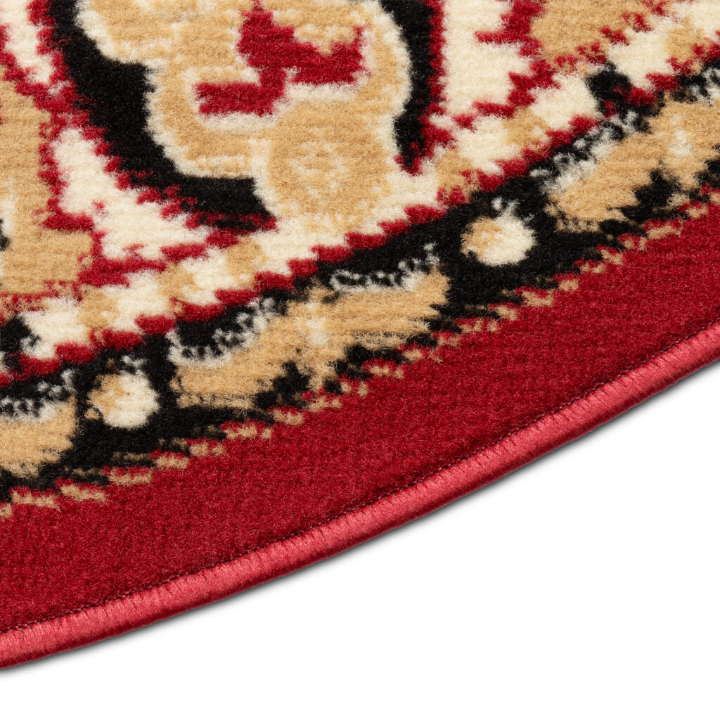 Teppich Atlas Oval Rot Beige Traditionell Medaillon