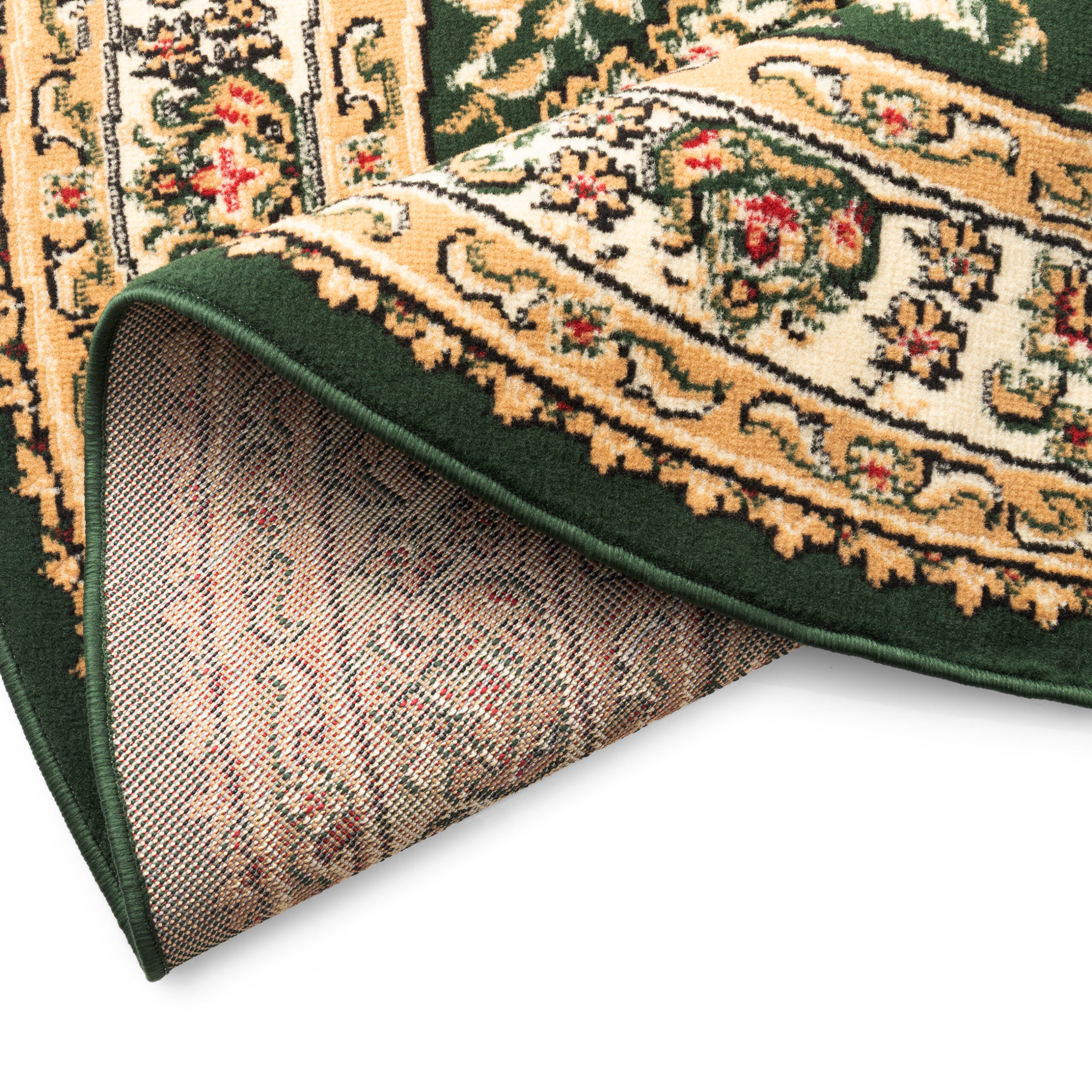 Teppich Atlas Oval Grün Traditionell Rosette Rahmen