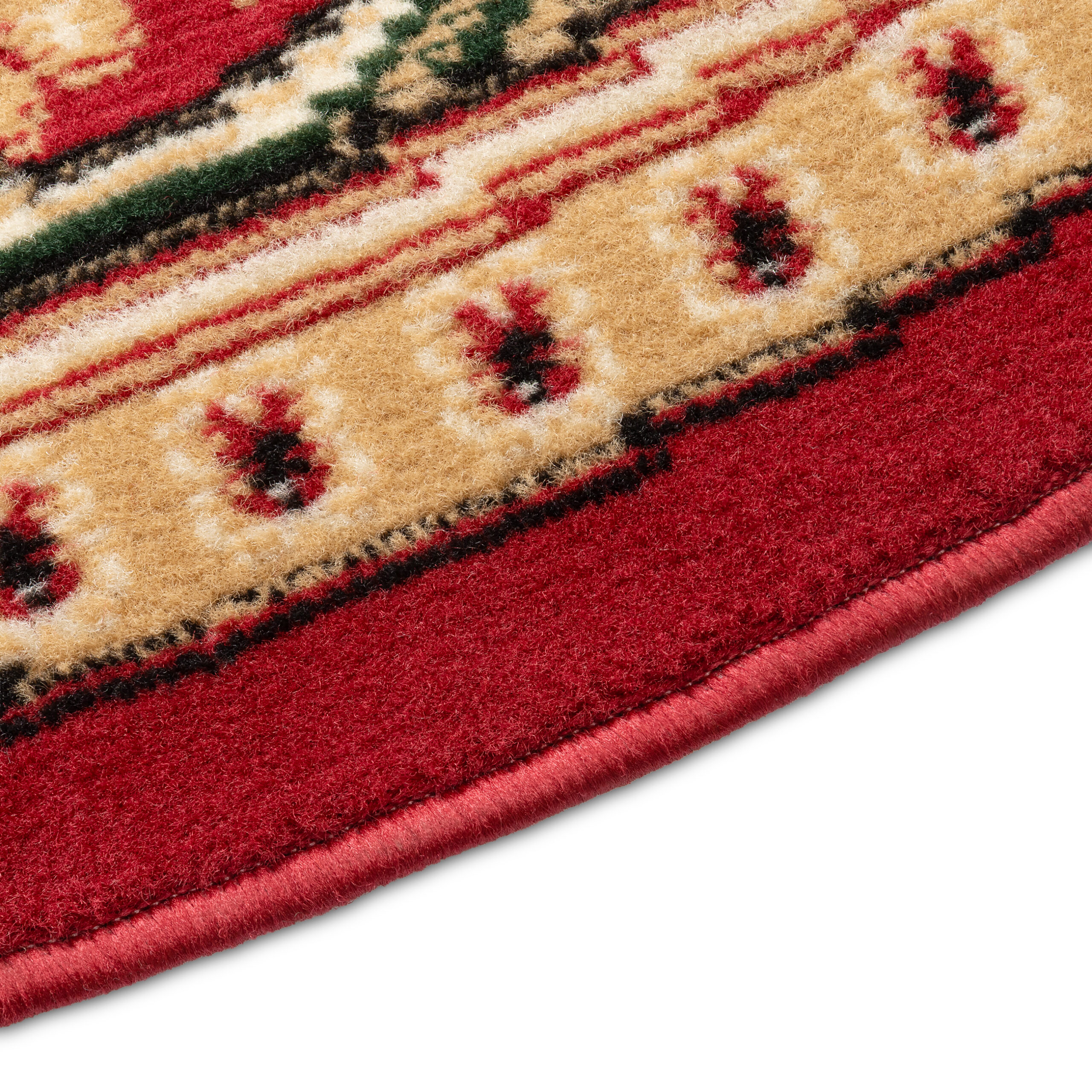 Teppich Atlas Rund Rot Creme Traditionell Medaillon