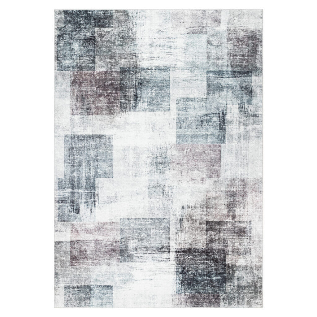 Teppich Venezia Modern Geometrisch Karminrot Grau Rutschfest