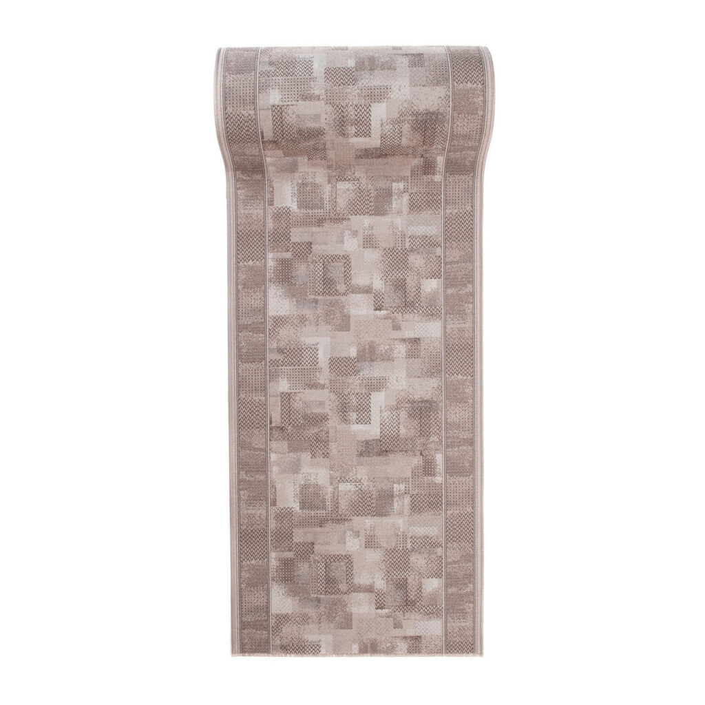 Teppichläufer Rutschfest Beige Geometrisch Meterware