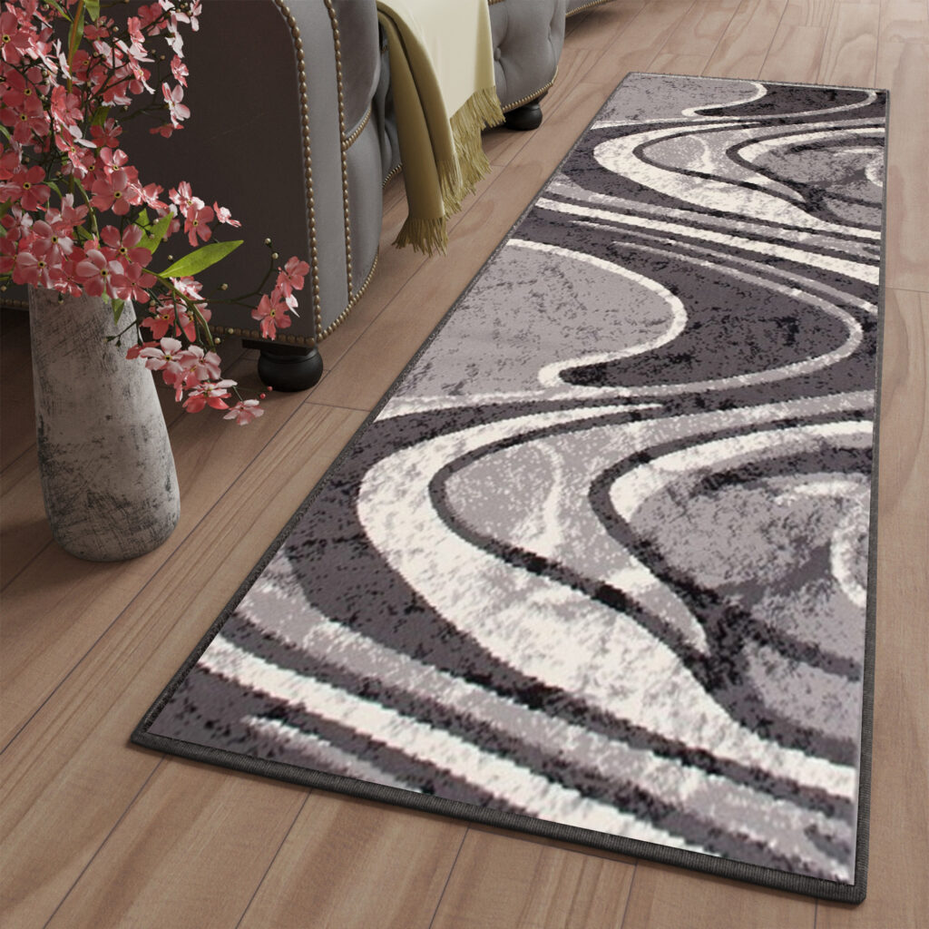 Teppichläufer Dream Grau Creme Abstrakt Wellen Meterware