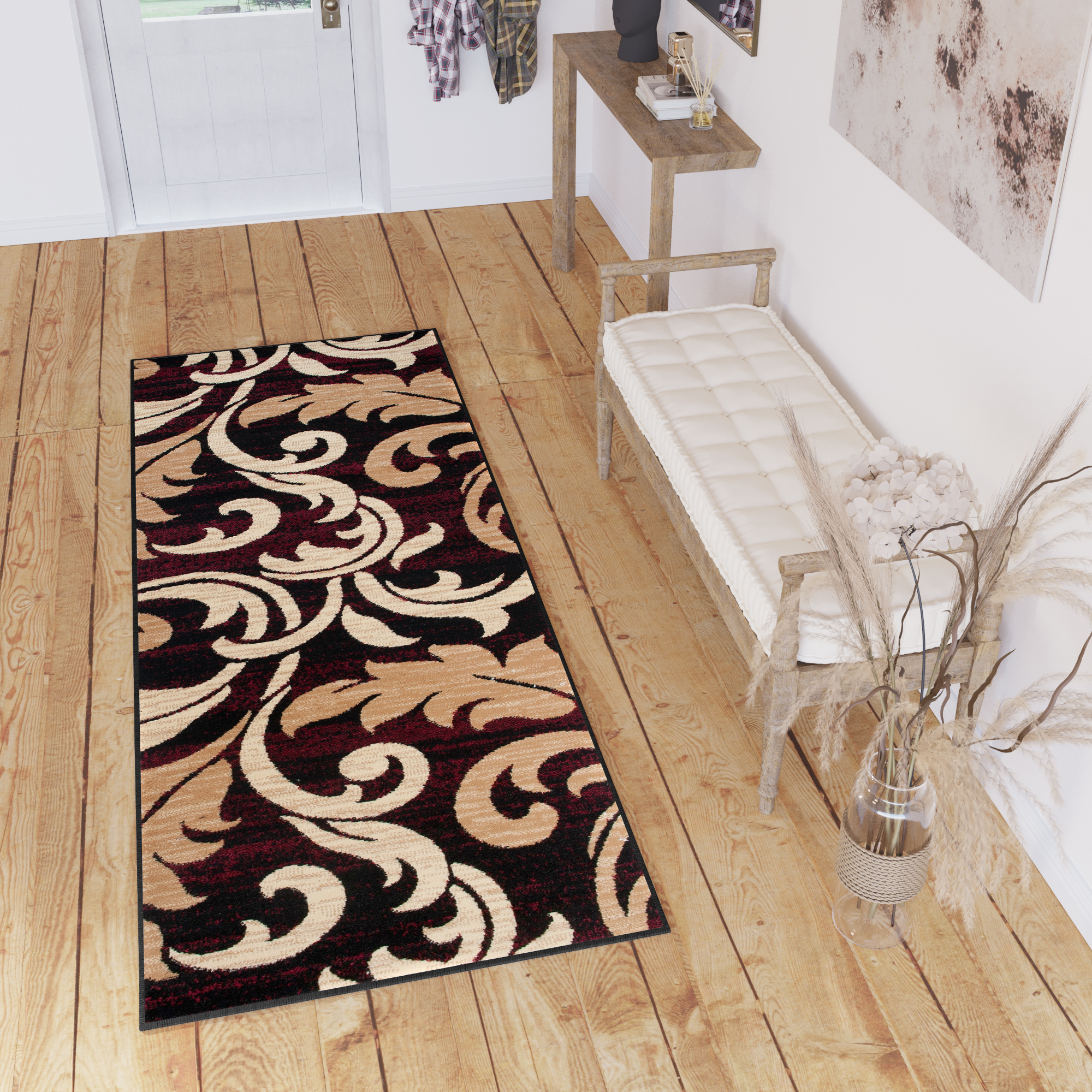 Teppichläufer Dream Bordeauxrot Abstrakt Floral Meterware