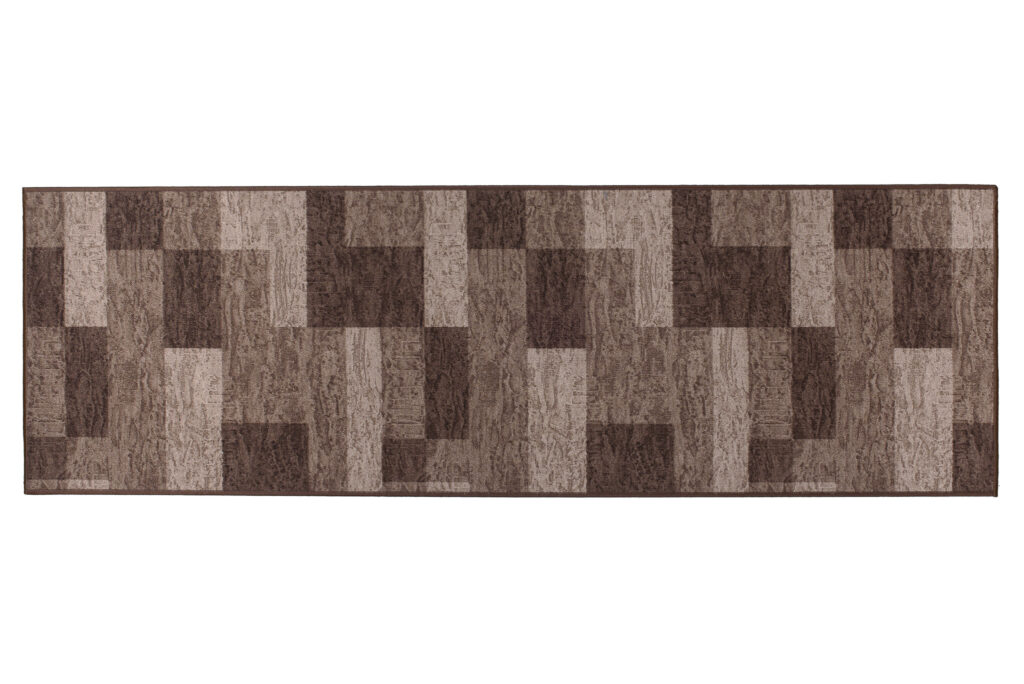 Teppichläufer Rutschfest Dunkelbraun Beige Geometrisch Meterware