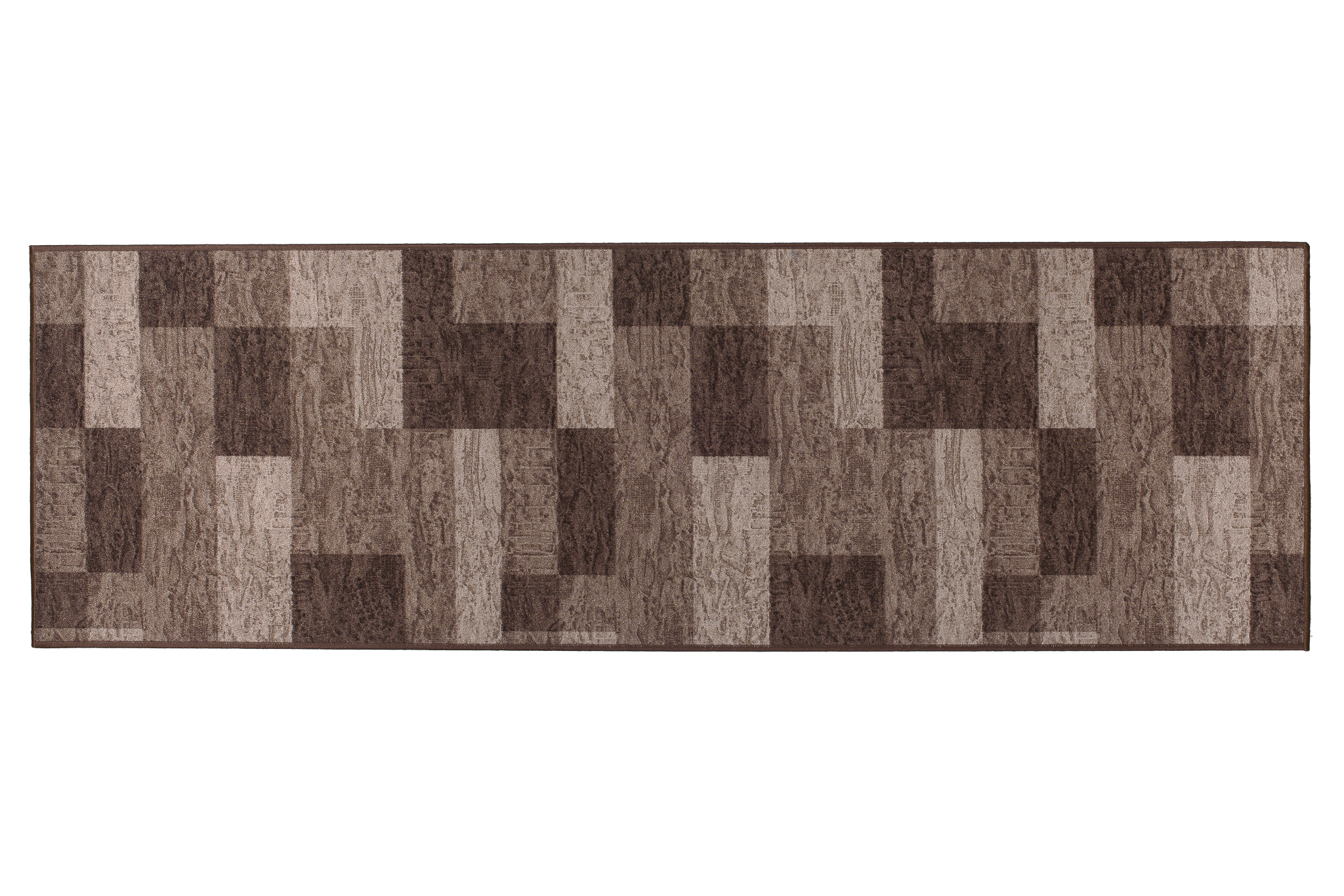 Teppichläufer Rutschfest Dunkelbraun Beige Geometrisch Meterware