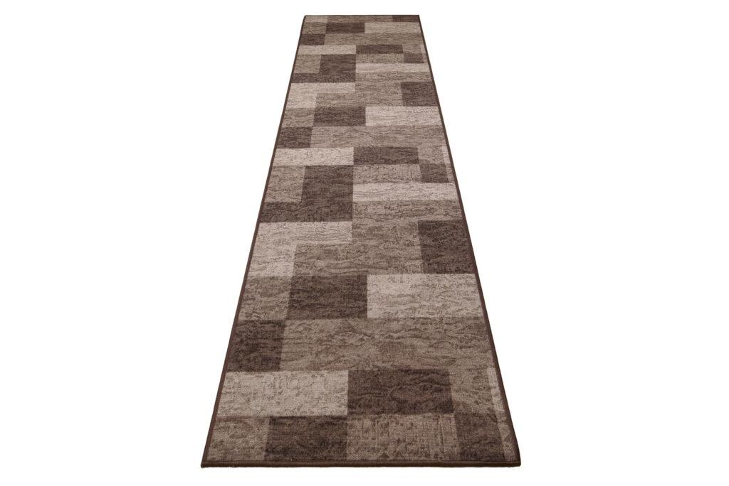 Teppichläufer Rutschfest Dunkelbraun Beige Geometrisch Meterware