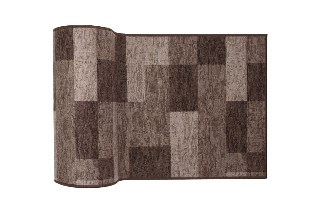 Teppichläufer Rutschfest Dunkelbraun Beige Geometrisch Meterware