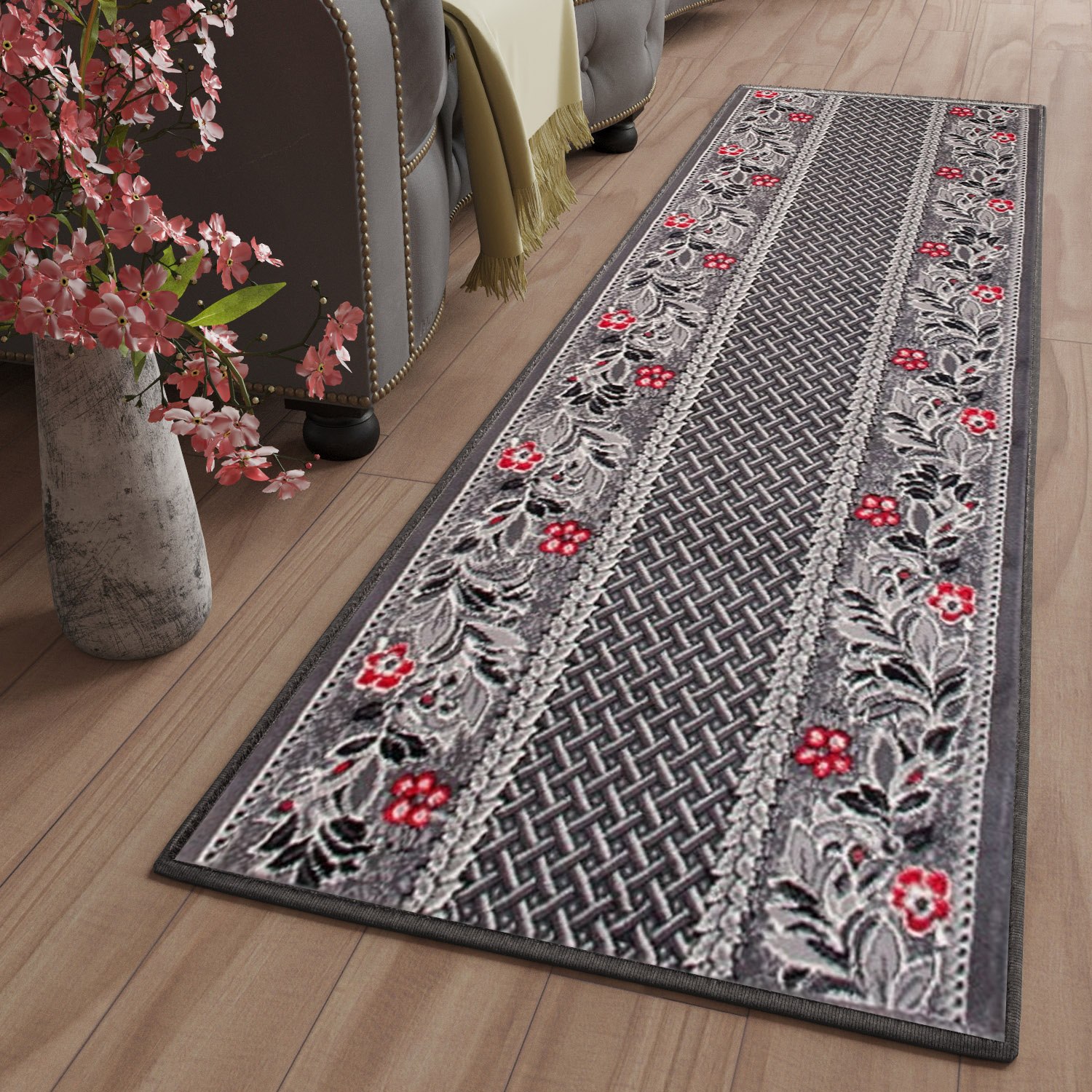 Teppichläufer Dream Grau Abstrakt Floral Meterware