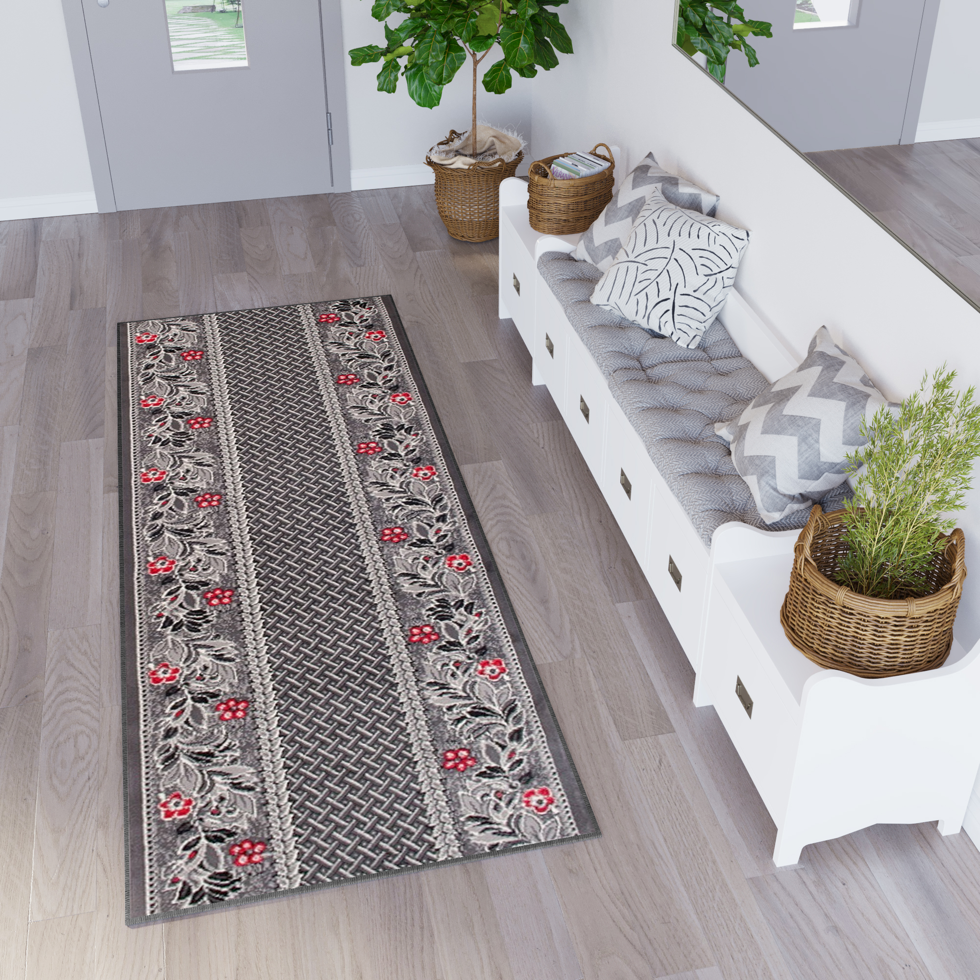 Teppichläufer Dream Grau Abstrakt Floral Meterware