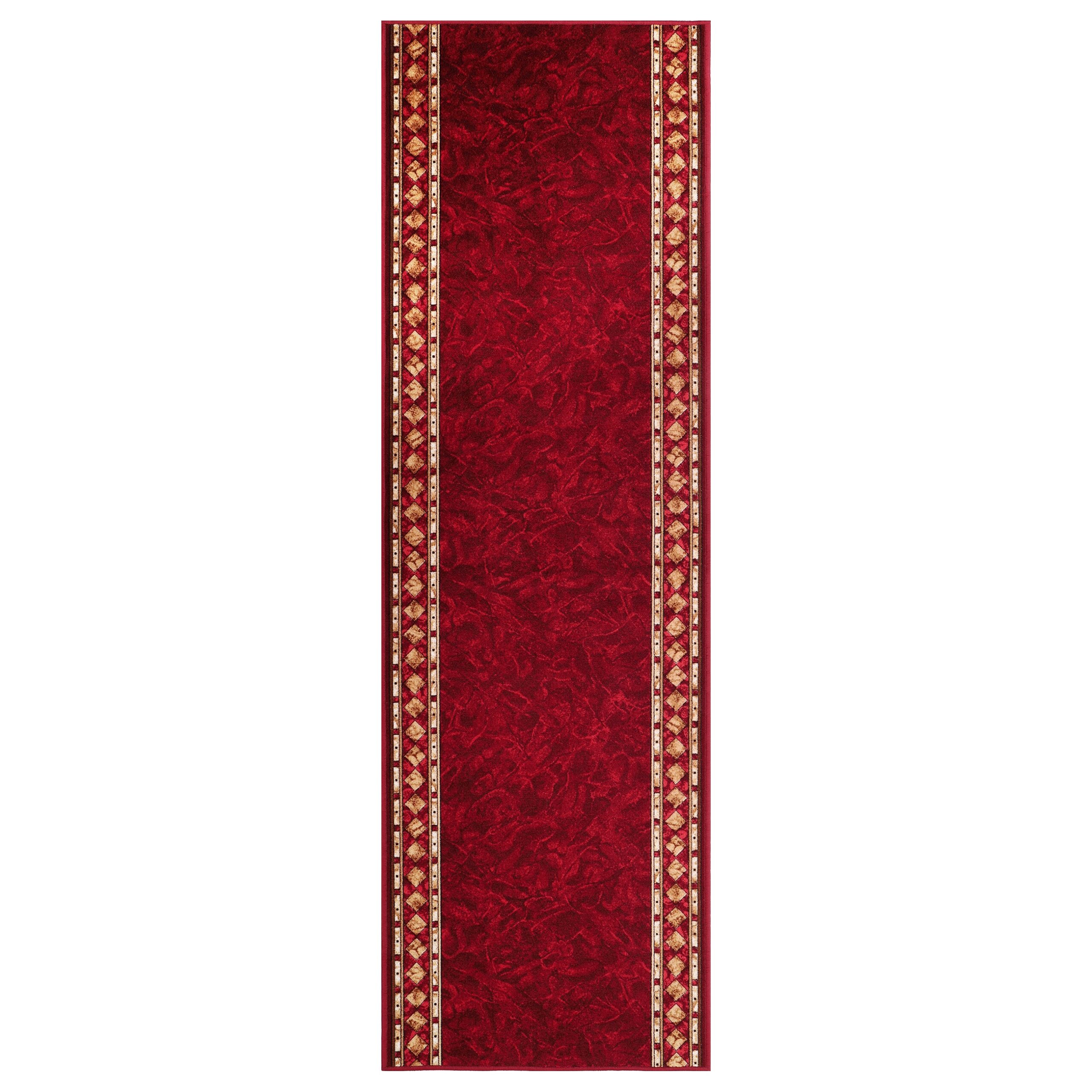 Teppichläufer Rutschfest Rot Ornament Meterware