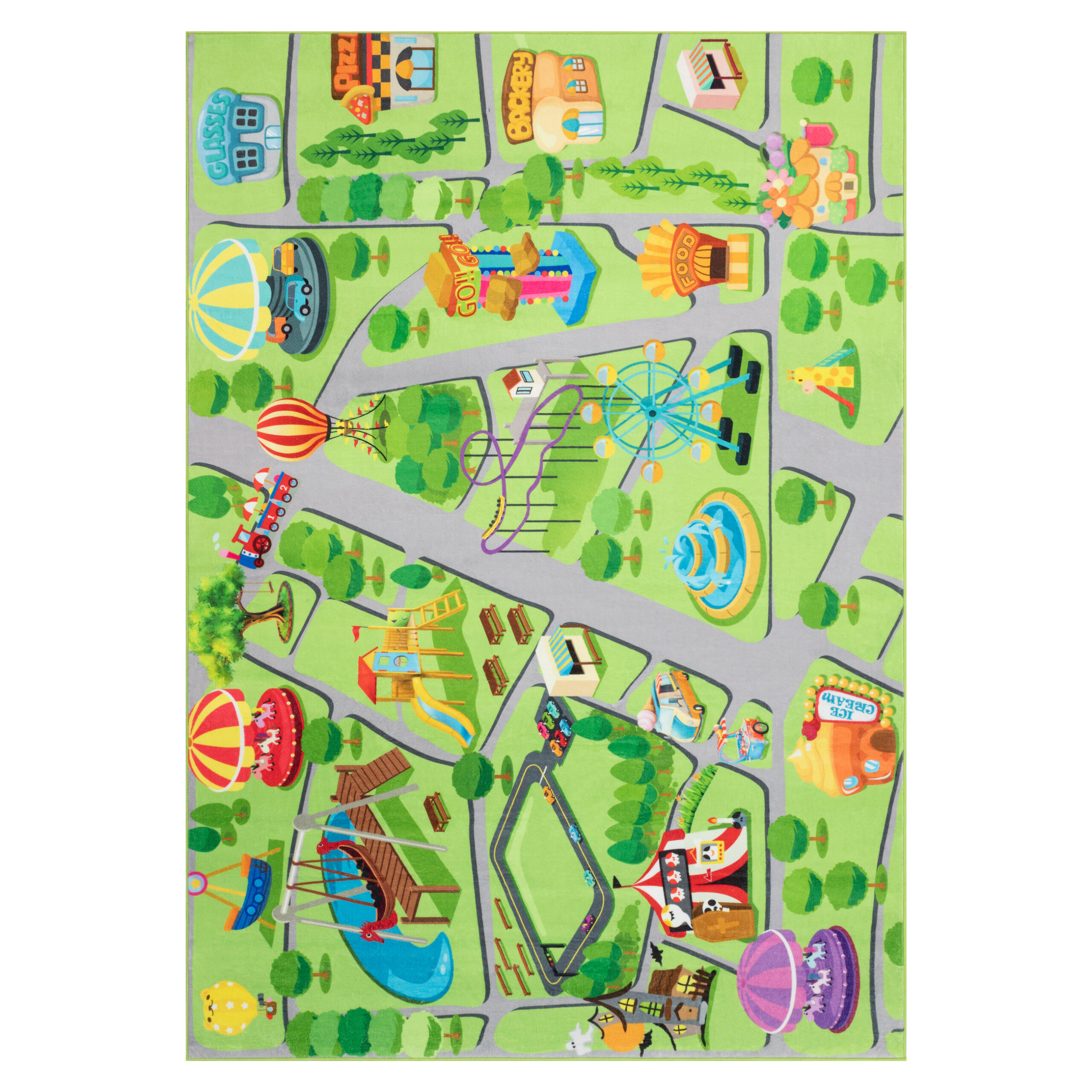Teppich Kids Kurzflor Kinderteppich Spielmatte Jahrmarkt Freizeitpark