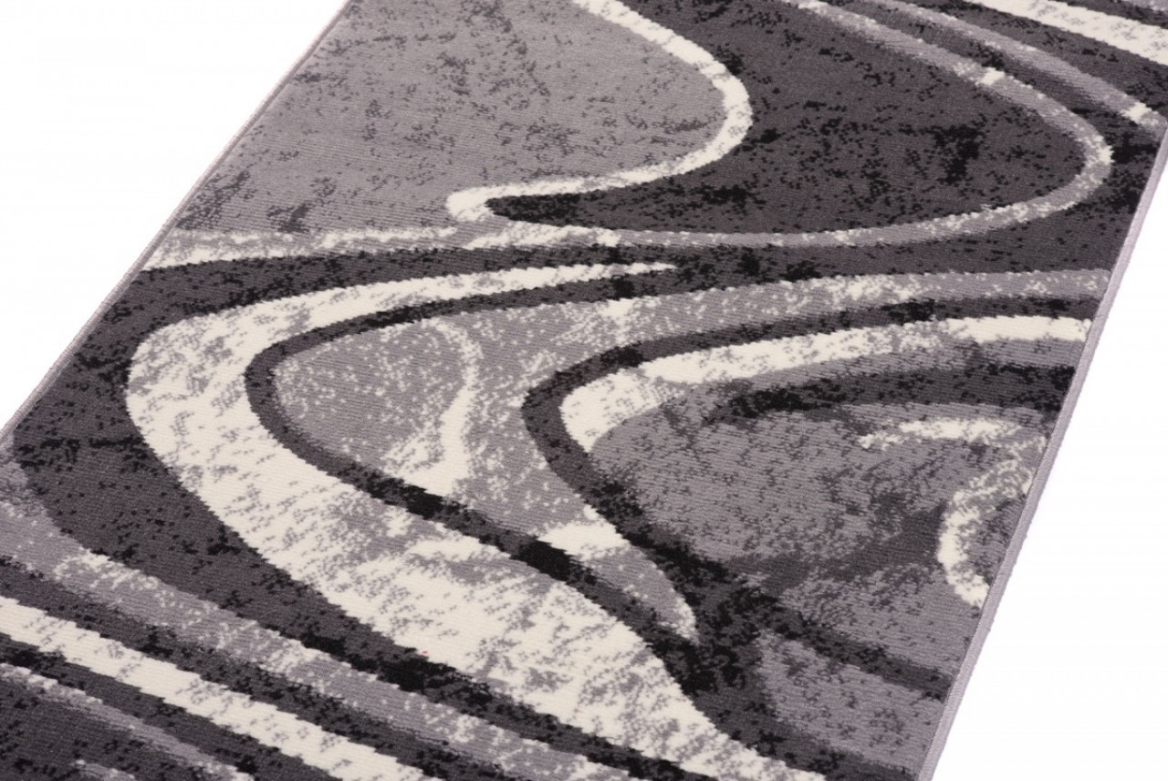 Teppichläufer Dream Grau Creme Abstrakt Wellen Meterware