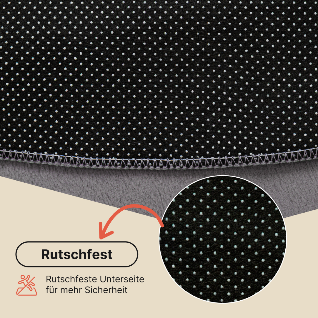 Teppich Lumi Rund Dunkelgrau Rutschfest