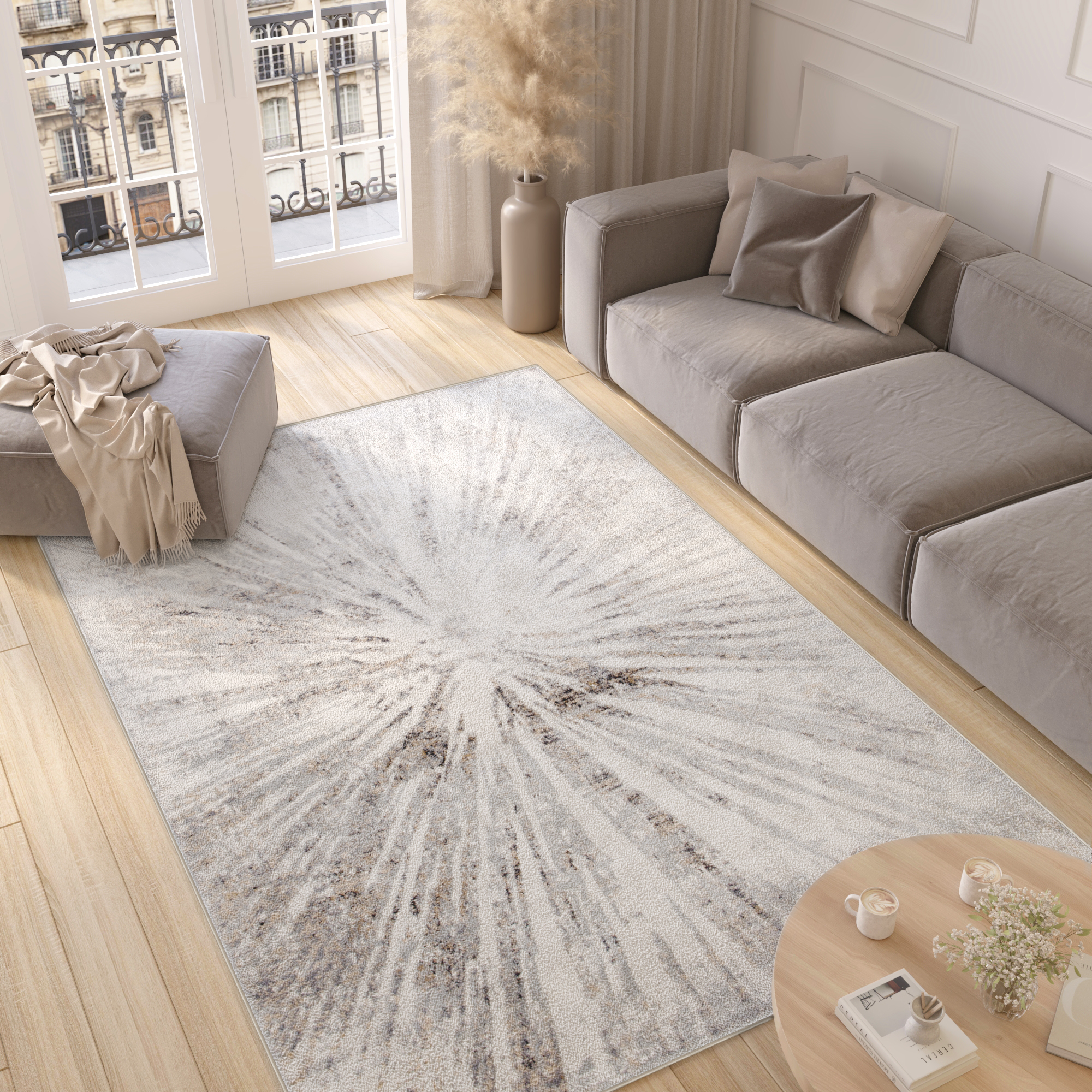 Teppich Valley Grau Beige Abstrakt Glass