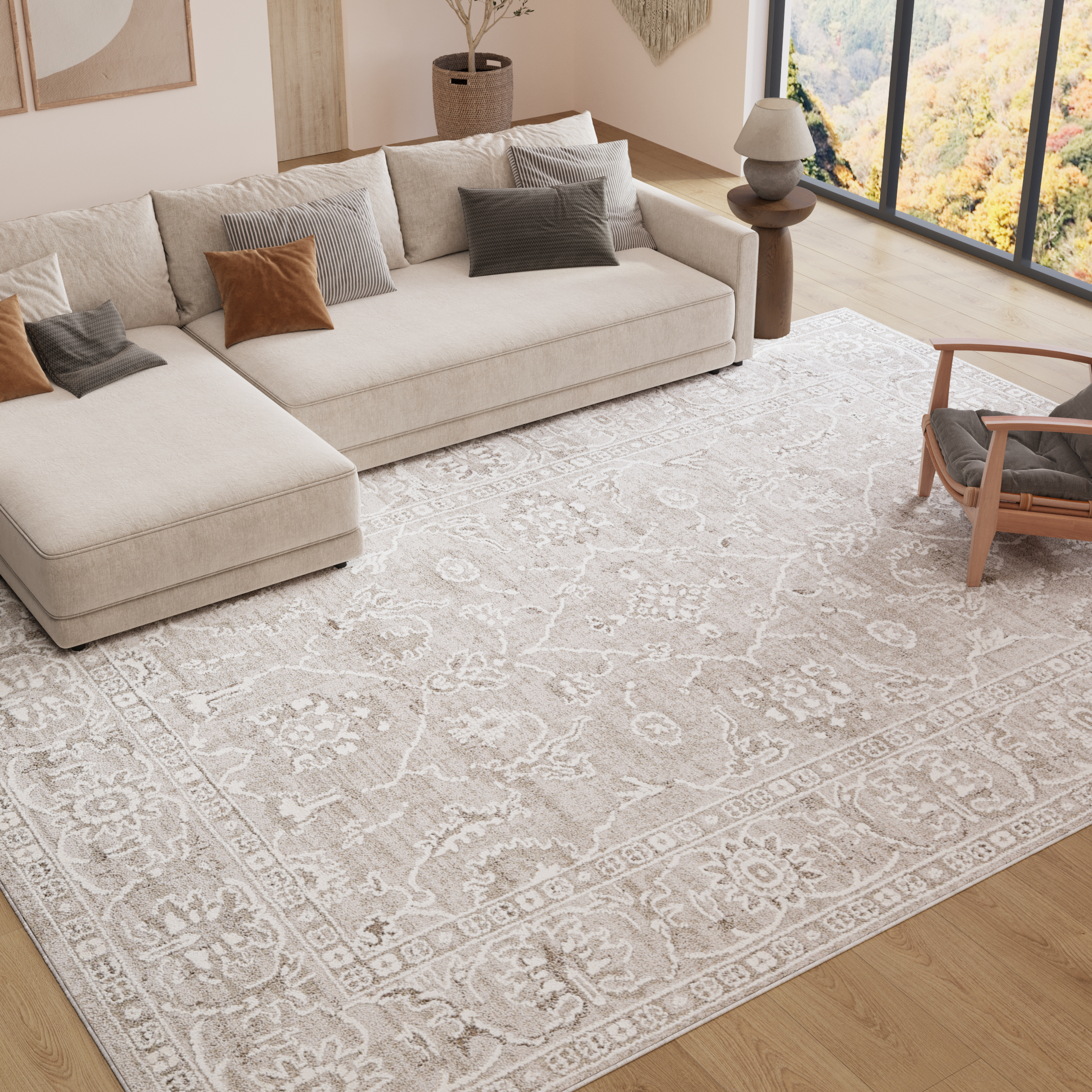 Teppich Trend Beige Blumen Vintage