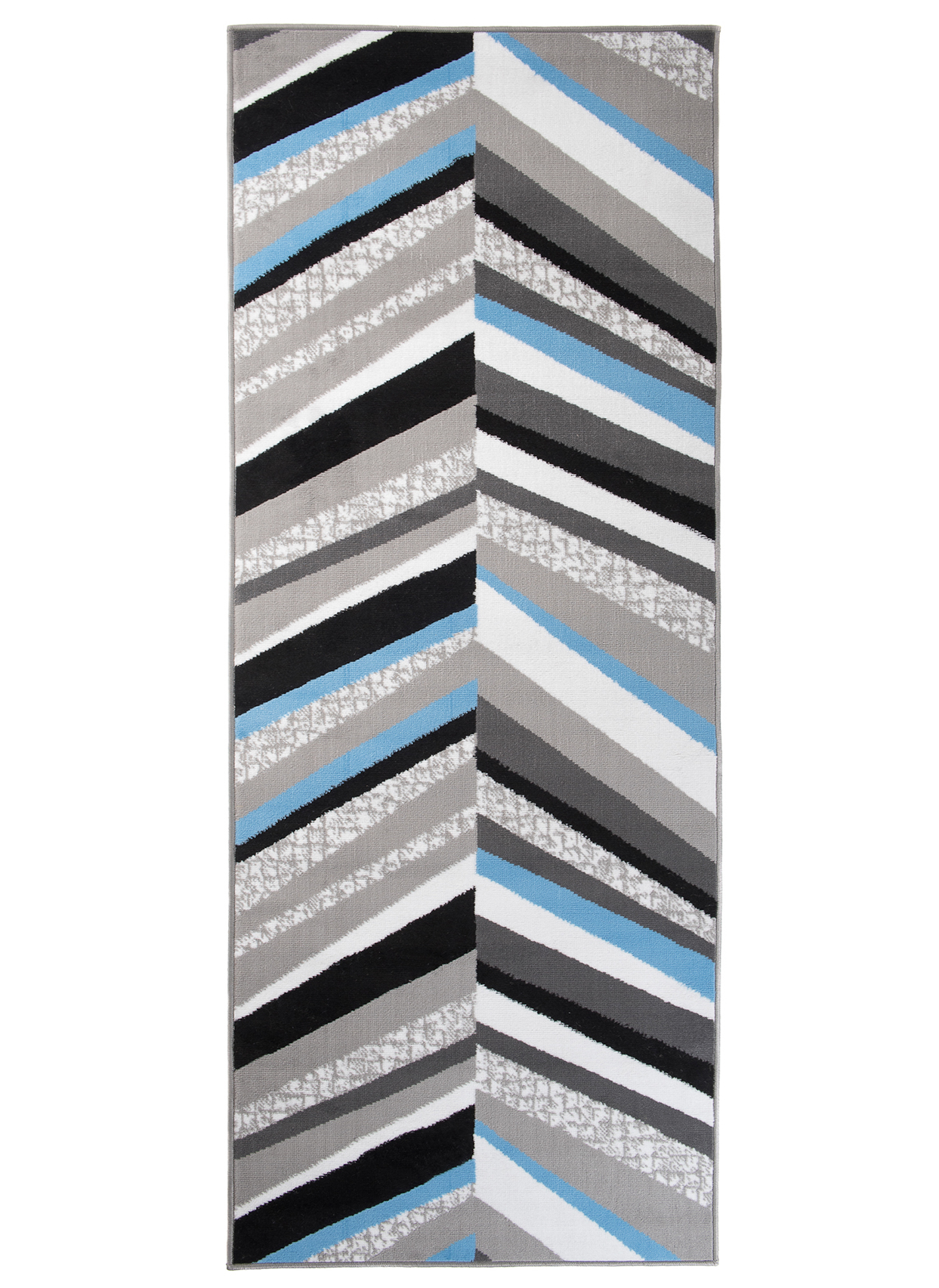 Teppichläufer Maya Grau Blau Geometrisch Linien Meterware