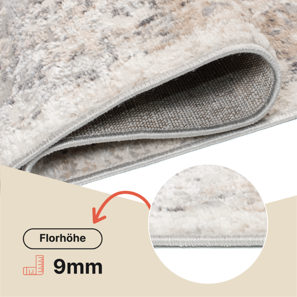 Teppich Valley Grau Beige Ornamente Rahmen