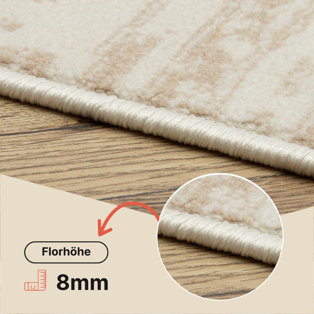 Teppich Crystal Beige Braun Creme Streifen 3D Effekt