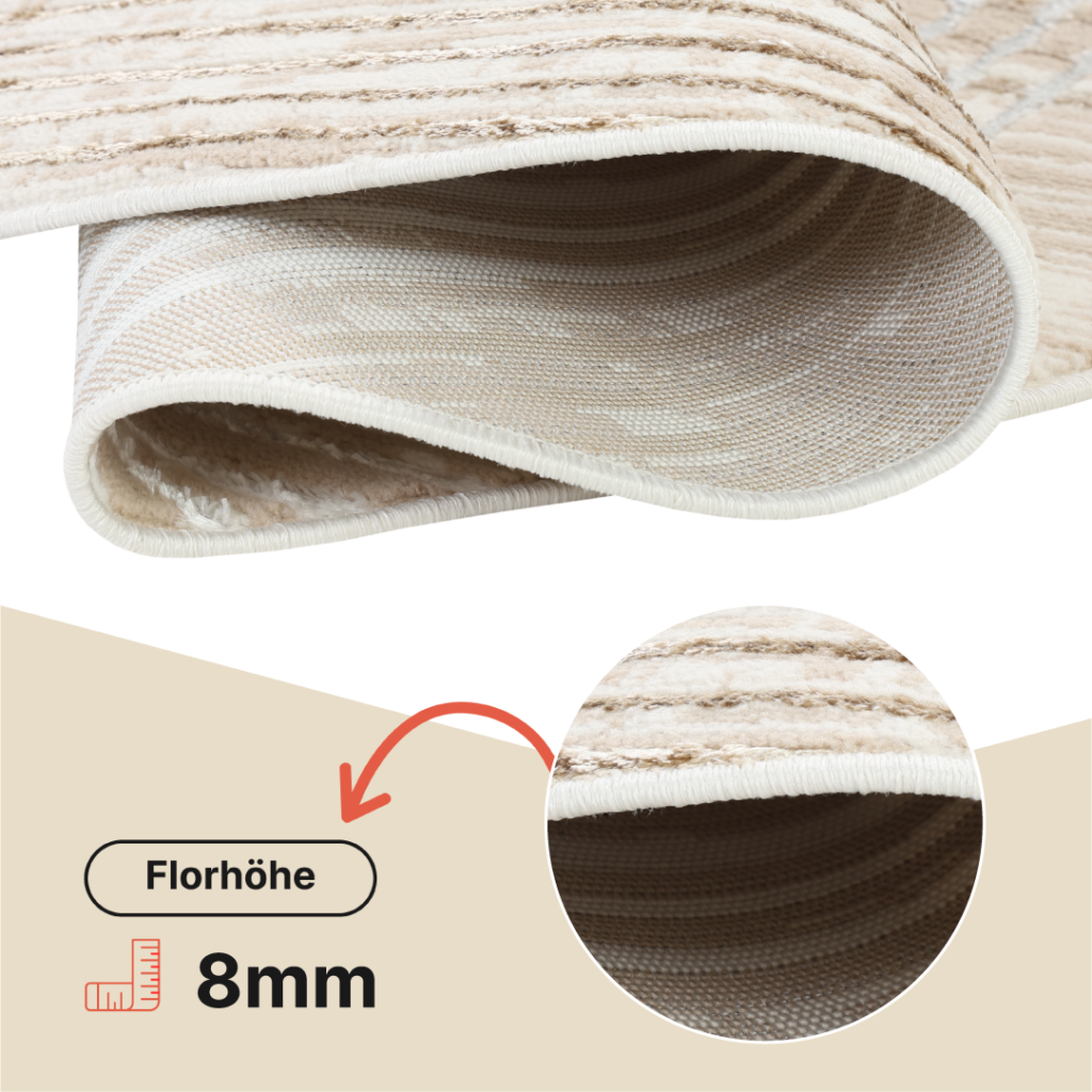 Teppich Crystal Rund Braun Beige Creme Streifen