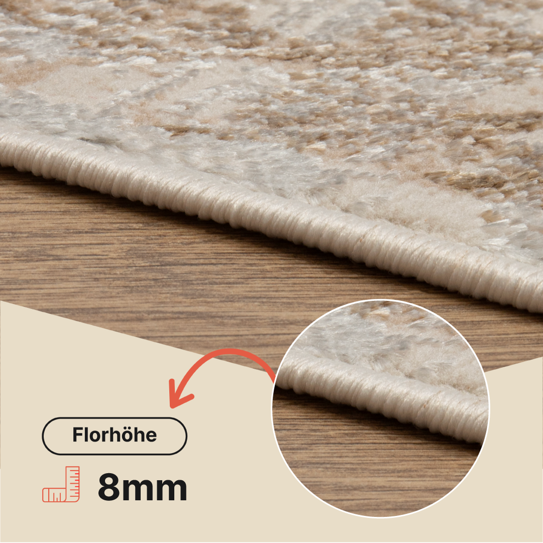 Teppich Crystal Creme Braun Verwischt Linien 3D Effekt
