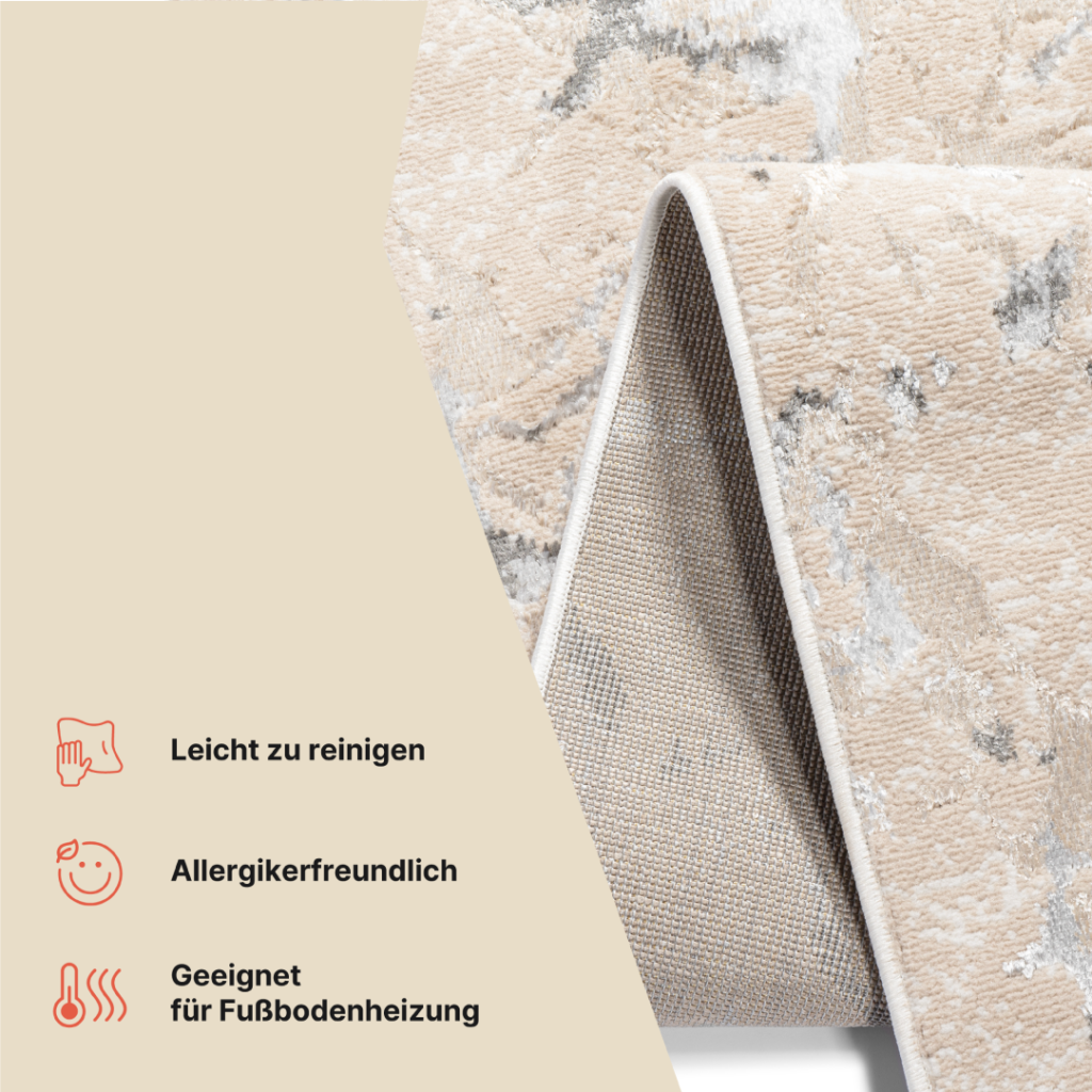 Teppichläufer Crystal Beige Grau Abstrakt Meterware