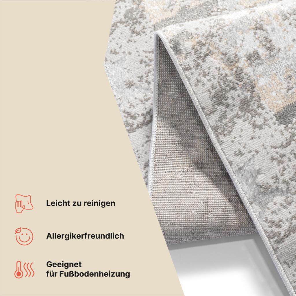 Teppichläufer Crystal Grau Beige Abstrakt Meterware