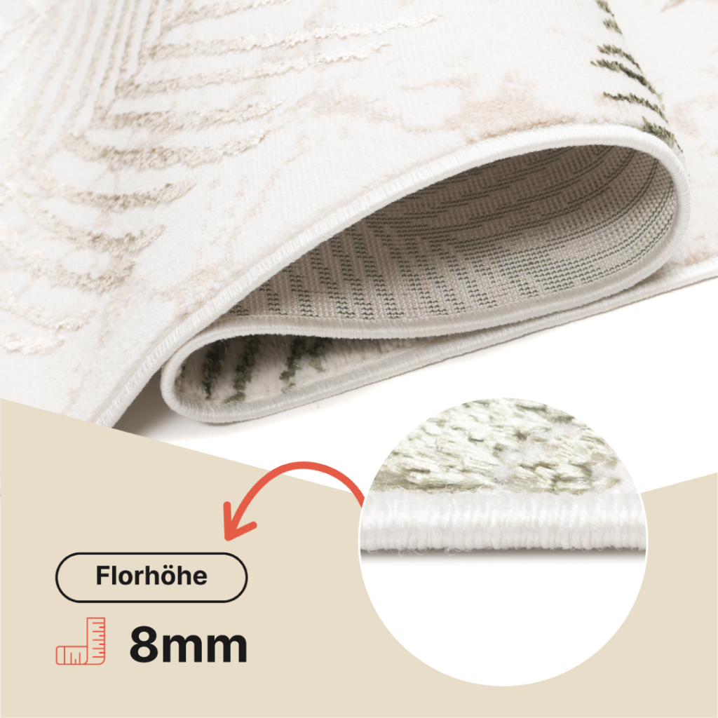 Teppichläufer Crystal Beige Grün Blätter