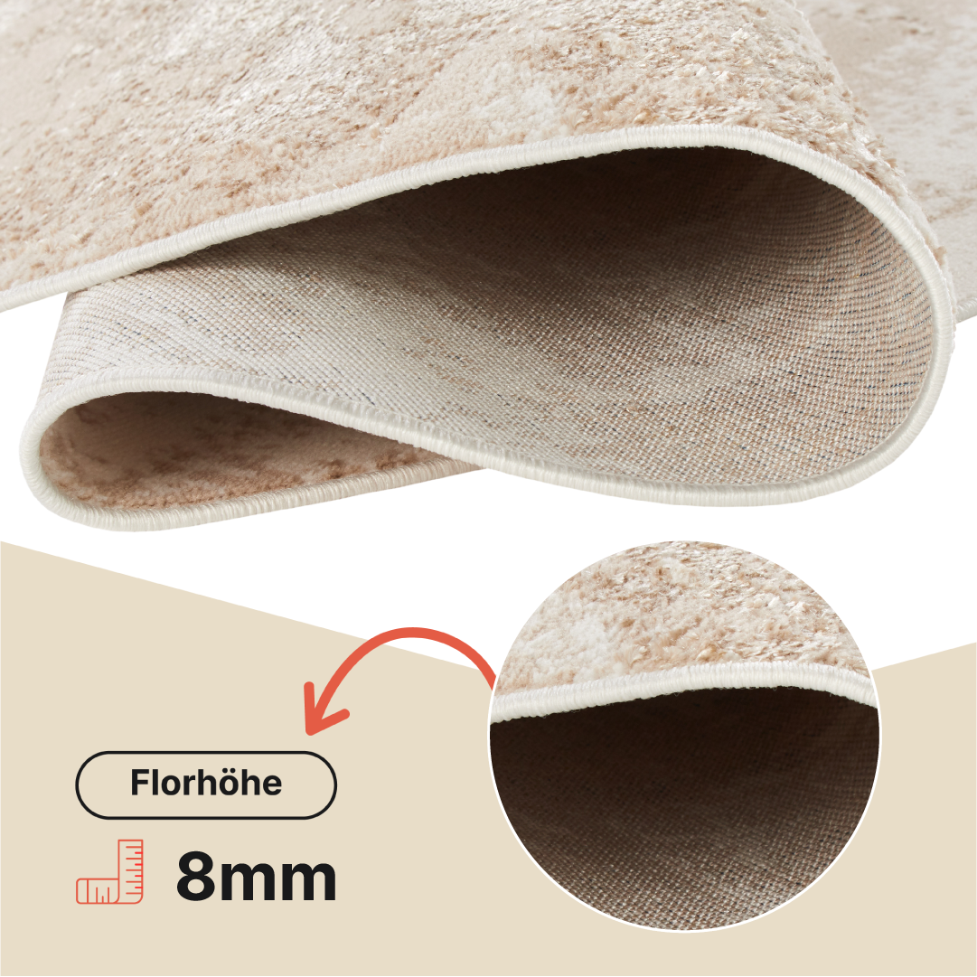Teppich Crystal Rund Braun Beige Marmor