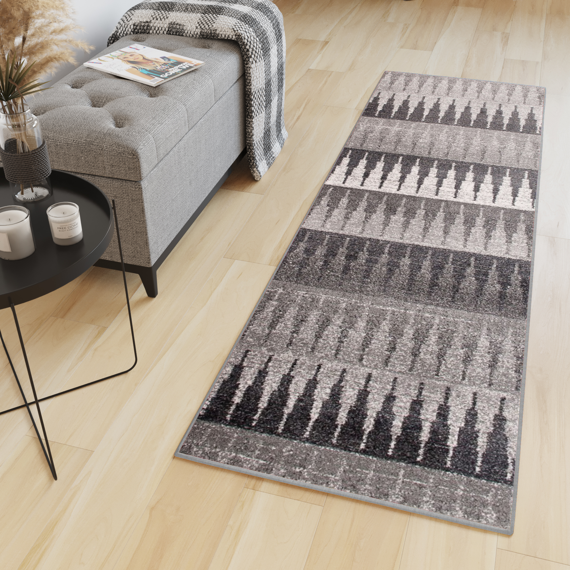 Teppichläufer Sari Grau Geometrisch Meterware