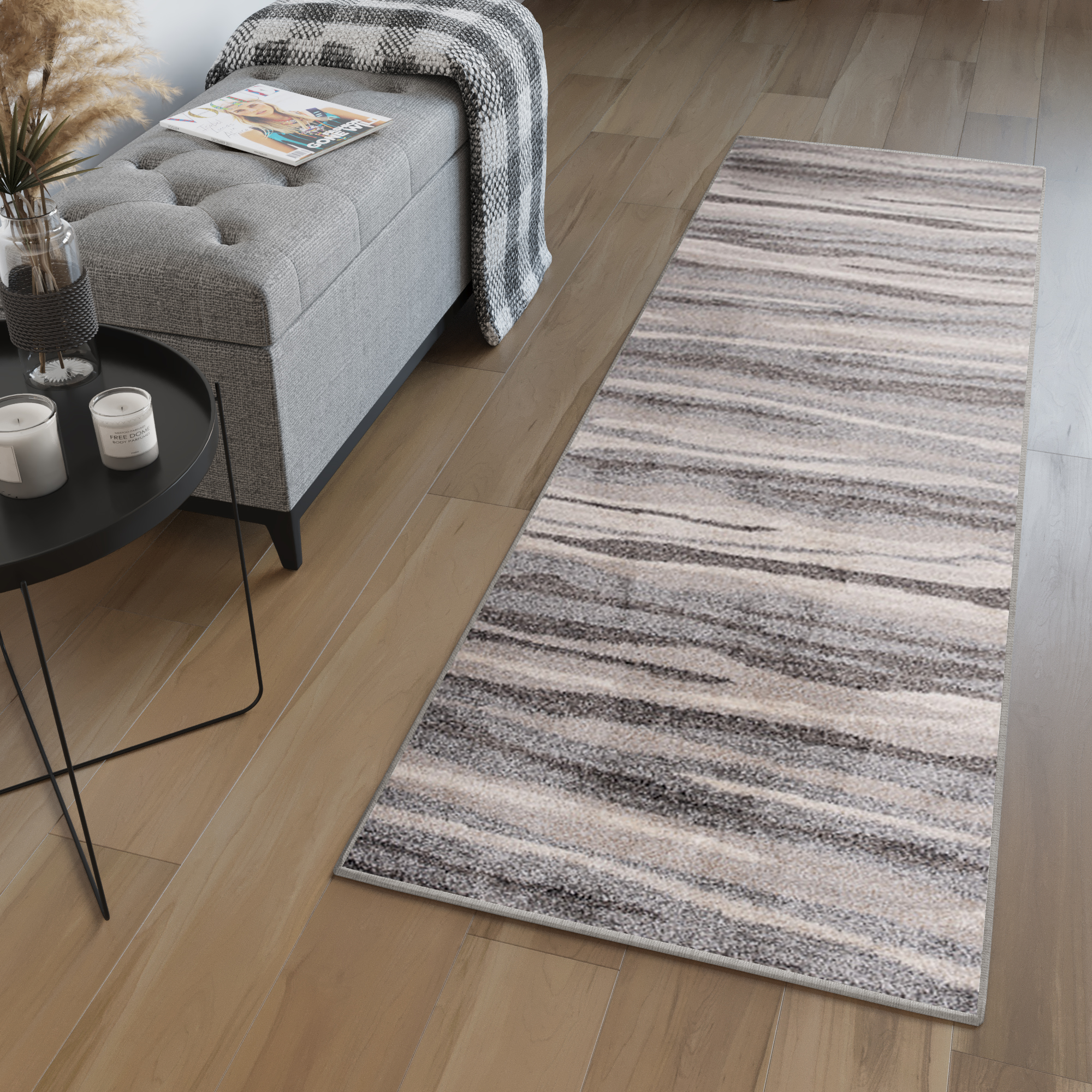 Teppichläufer Sari Grau Beige Abstrakt Meterware